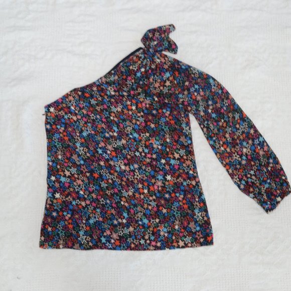 J. Crew Jacuzzi Sexy Girly One-Shoulder Top In Kaleidoscope Star Print N… - Picture 4 of 12